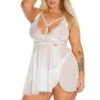 Coquette Babydoll & Thong White Set -Coquettes Lingerie Store 23502 PLUS fv