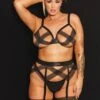 Coquette Bralette & Garter Belt Black -Coquettes Lingerie Store 23508 PLUS fv C