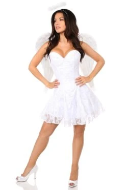 3 Piece Angel Corset Costume -Coquettes Lingerie Store 3 Piece Innocent Angel Corset Costume Angel Costumes Daisy Corsets SEXYSHOESCOM 3
