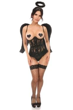 3 Piece Daring Angel Corset Costume -Coquettes Lingerie Store 3 Piece Sexy Daring Dark Angel Corset Costume Angel Costumes Daisy Corsets SEXYSHOESCOM 3
