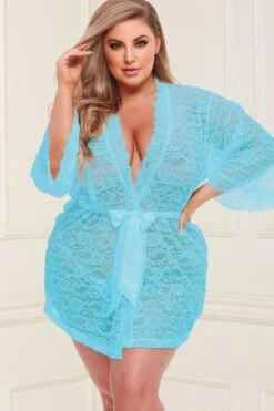 Baci Lingerie All Over Lace & Satin Robe