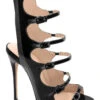Strappy Sexy Open Toe Sandal -Coquettes Lingerie Store Babe 202 blkpt front angle