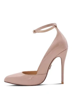 Sexy A-Line Ankle Strap Stiletto Pump -Coquettes Lingerie Store Babe102 NUDE Left