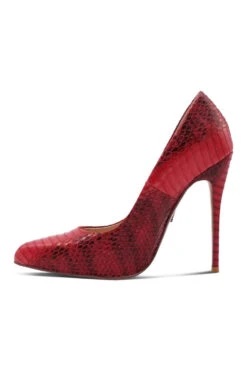 Sultry Low Cut Sky High Stiletto Heel Pump -Coquettes Lingerie Store Babe301 REDSNAKE left