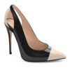 Cut Out Designed Pointed Toe Spectator Pump -Coquettes Lingerie Store Babe 1010 blkbone front angle