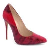 Sultry Low Cut Sky High Stiletto Heel Pump -Coquettes Lingerie Store Babe 301 redsnake frontangle