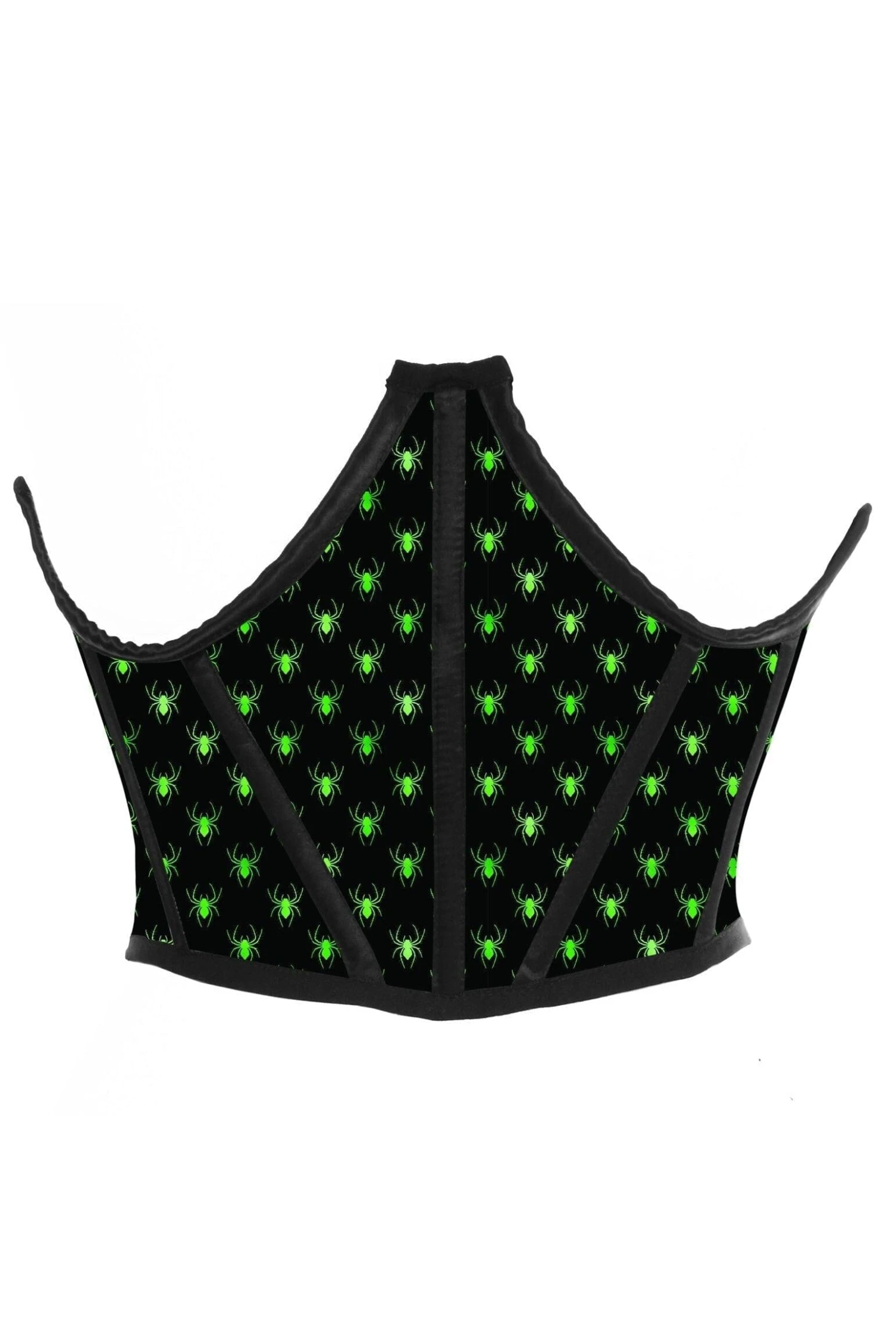 Black & Green Spiders Satin Open Cup Waist Cincher 3 Black & Green Spiders Satin Open Cup Waist Cincher
