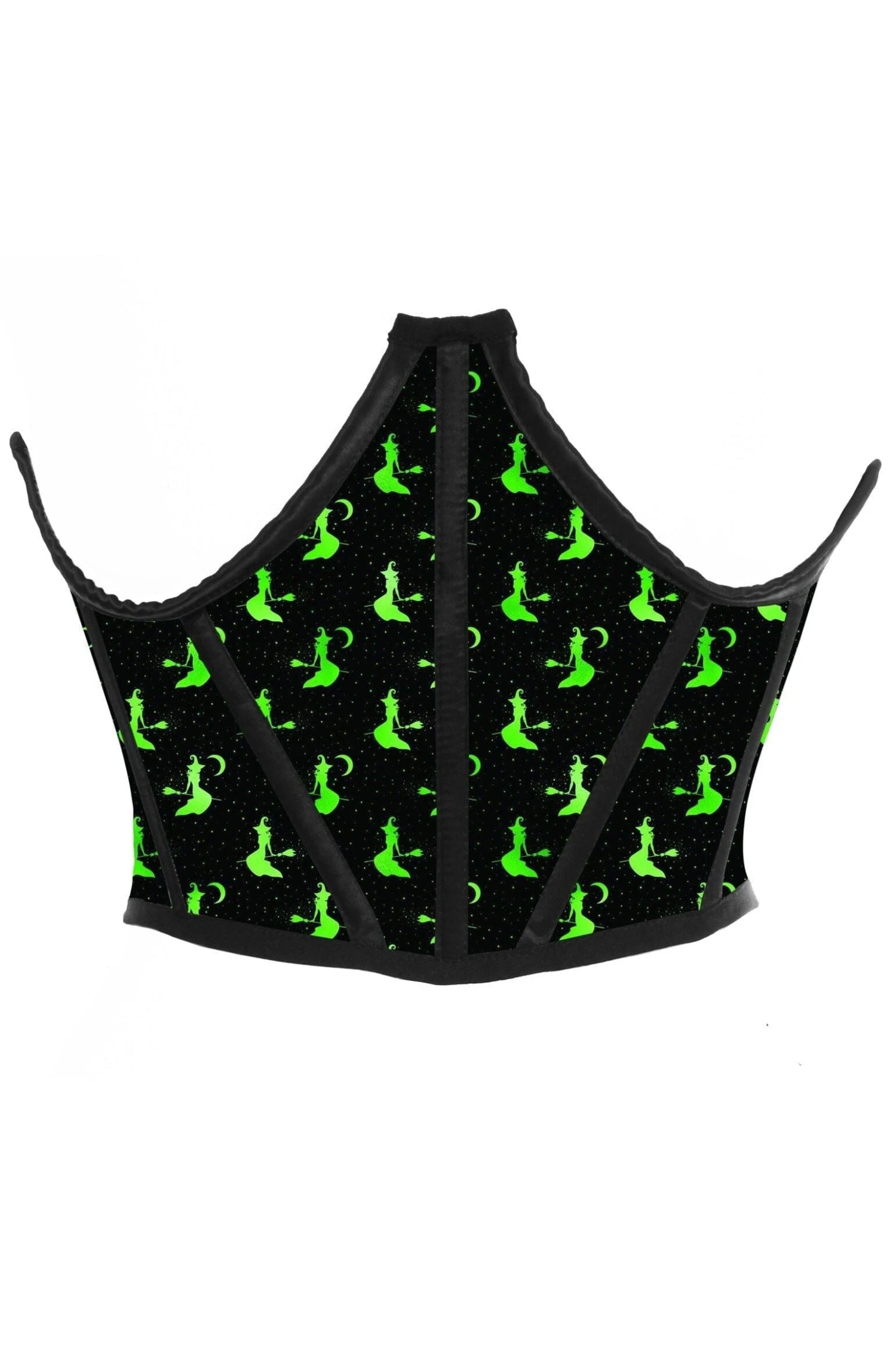 Black & Green Witches Satin Open Cup Waist Cincher 3 Black & Green Witches Satin Open Cup Waist Cincher