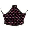 Black & Magenta Bats Satin Open Cup Waist Cincher