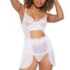 Coquette Boning Underwired Babydoll With High Waisted Thong -Coquettes Lingerie Store Boning Underwired Babydoll with High Waisted Thong Babydolls Coquette White SEXYSHOES COM