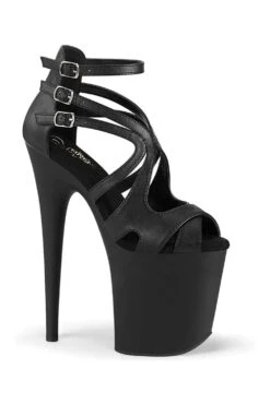 PLEASER FLAMINGO-877 Black Faux Leather Sandal