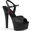 PLEASER GLEAM-609 Black Faux Leather Sandal -Coquettes Lingerie Store GLEAM 609 Black Faux Leather Sandal Sandals Pleaser Black SEXYSHOES COM