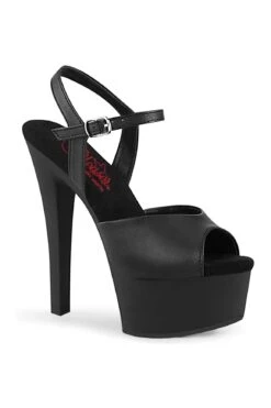 PLEASER GLEAM-609 Black Faux Leather Sandal