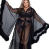 Hollywood Glam Luxury Robe -Coquettes Lingerie Store Hollywood Glam Luxury Robe Gowns Robes Roma Confidential Black SEXYSHOES COM