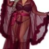 Hollywood Glam Luxury Robe -Coquettes Lingerie Store Hollywood Glam Luxury Robe Gowns Robes Roma Confidential Burgundy SEXYSHOES COM
