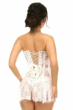 Lavish White Sheer Lace Corset Dress -Coquettes Lingerie Store LV 1411b ce063046 8f9d 467a b3eb 19e3b6530183