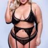 Baci Lingerie Lace & Mesh Bra, Garter & Panty Set -Coquettes Lingerie Store Lace Mesh Bra Garter Panty Set Lingerie Sets Baci Lingerie Black SEXYSHOES COM 92968e8f f10e 425f bdf0 64caa3490bb9