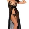 Lace Slip Gown With Strappy Front Detail -Coquettes Lingerie Store Lace Slip Gown With Strappy Front Detail Gowns Robes Elegant Moments Black SEXYSHOES COM