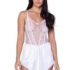 Lace And Satin Chemise With Embroidered Lace -Coquettes Lingerie Store Lace and Satin Chemise With Embroidered Lace Chemises Roma Confidential White SEXYSHOES COM