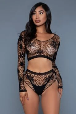 Long Sleeve Floral Net Set