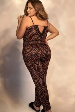 Plus Size Animal Print Jumpsuit -Coquettes Lingerie Store Plus Size Animal Print Jumpsuit Sleepwear Mapale SEXYSHOES COM 2