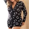 Plus Size Long Sleeve Sleep Romper 2 Plus Size Long Sleeve Sleep Romper -Coquettes Lingerie Store Plus Size Long Sleeve Sleep Romper Sleepwear Mapale Black SEXYSHOES COM