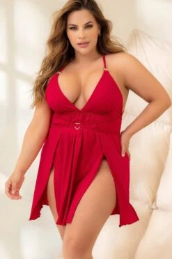 Plus Size Sleep Chemise W/ Sexy Side Silts