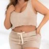 Plus Size Velour Look Lounge Set -Coquettes Lingerie Store Plus Size Velour Look Lounge Set Sleepwear Mapale Nude SEXYSHOES COM