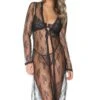 Coquette Robe & G-string -Coquettes Lingerie Store Robe G string Gowns Robes Coquette Black SEXYSHOES COM