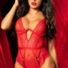 Romantic Red Lace Bodysuit -Coquettes Lingerie Store Romantic Red Lace Bodysuit Bodysuits Mapale Red SEXYSHOES COM
