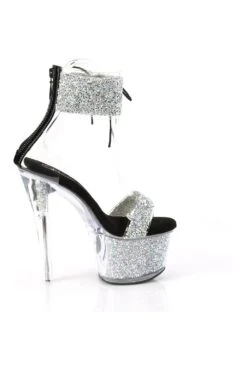PLEASER SKY-327RSI Silver Vinyl Sandal -Coquettes Lingerie Store SKY 327RSI Silver Vinyl Sandal Sandals Pleaser SEXYSHOES COM 5