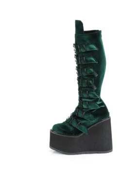SWING-815 Green Vegan Suede Knee Boot -Coquettes Lingerie Store SWING 815 Green Vegan Suede Knee Boot Knee Boots Demonia SEXYSHOES COM 3