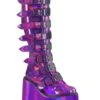 SWING-815 Purple Hologram Patent Knee Boot