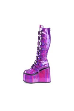 SWING-815 Purple Hologram Patent Knee Boot -Coquettes Lingerie Store SWING 815 Purple Hologram Patent Knee Boot Knee Boots Demonia SEXYSHOES COM 3