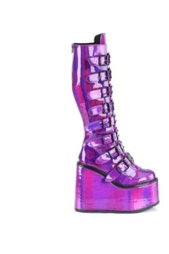 SWING-815 Purple Hologram Patent Knee Boot -Coquettes Lingerie Store SWING 815 Purple Hologram Patent Knee Boot Knee Boots Demonia SEXYSHOES COM 5