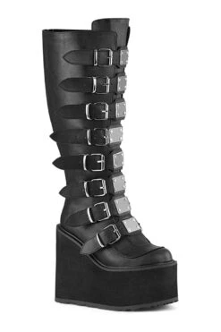 SWING-815WC Black Vegan Leather Knee Boot