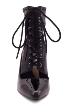 Lace Up Ankle Bootie With Stretch Ankle Cuff -Coquettes Lingerie Store Sexy102 BLK front