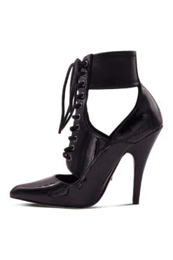 Lace Up Ankle Bootie With Stretch Ankle Cuff -Coquettes Lingerie Store Sexy102 BLK left