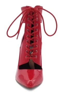 Lace Up Ankle Bootie With Stretch Ankle Cuff -Coquettes Lingerie Store Sexy102 RED front