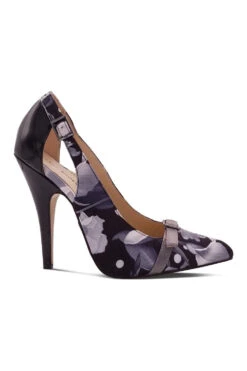 Flirty Floral Printed Pump With Buckle Detail -Coquettes Lingerie Store Sexy104 BLK Right 1