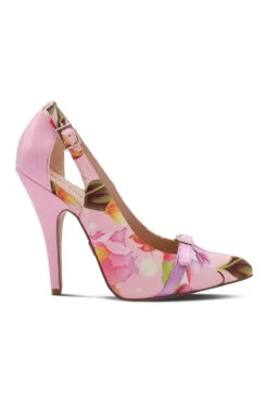Flirty Floral Print Pump With Buckle Detail -Coquettes Lingerie Store Sexy104 PINK Right