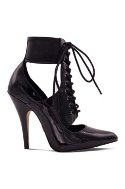 Lace Up Ankle Bootie With Stretch Ankle Cuff -Coquettes Lingerie Store Sexy108 BLK Right