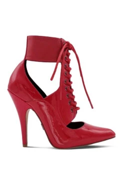 Lace Up Ankle Bootie With Stretch Ankle Cuff -Coquettes Lingerie Store Sexy108 RED Right