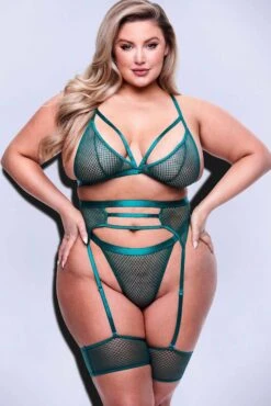 Baci Lingerie Strappy Bra, Garter & Panty Set