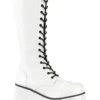 TRASHVILLE-502 White Vegan Leather Knee Boot -Coquettes Lingerie Store TRASHVILLE 502 White Vegan Leather Knee Boot Knee Boots Demonia White SEXYSHOES COM