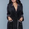 Ultra Soft Fluffy Robe -Coquettes Lingerie Store Ultra Soft Fluffy Robe Gowns Robes BeWicked Black SEXYSHOES COM