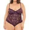 Plus Size Unlined Underwire Lace Teddy 1 Plus Size Unlined Underwire Lace Teddy -Coquettes Lingerie Store Unlined Lace Teddy With Underwire Teddies Oh La La Cheri Purple SEXYSHOES COM