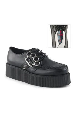 V-CREEPER-516 Black Vegan Leather Creeper