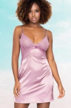 V Neck Lace Bra Cups And Side Slits Babydoll