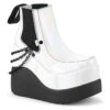 VOID-50 White Hologram Patent Ankle Boot -Coquettes Lingerie Store VOID 50 White Hologram Patent Ankle Boot Ankle Boots Demonia White SEXYSHOES COM
